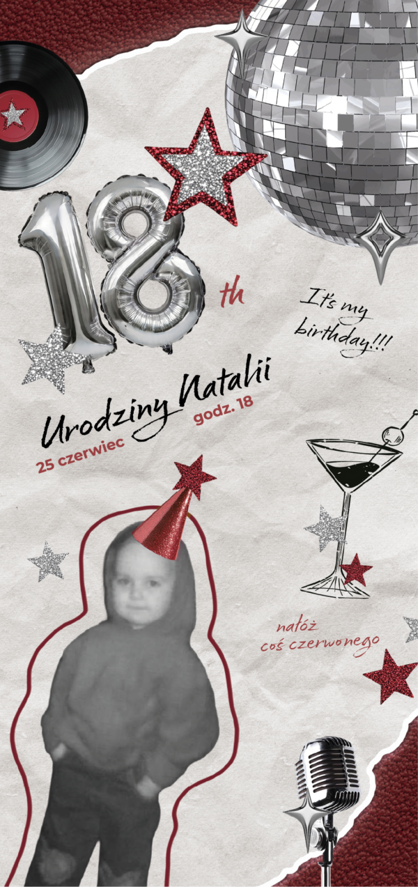 Zaproszenia na 18 urodziny - Scrapbook