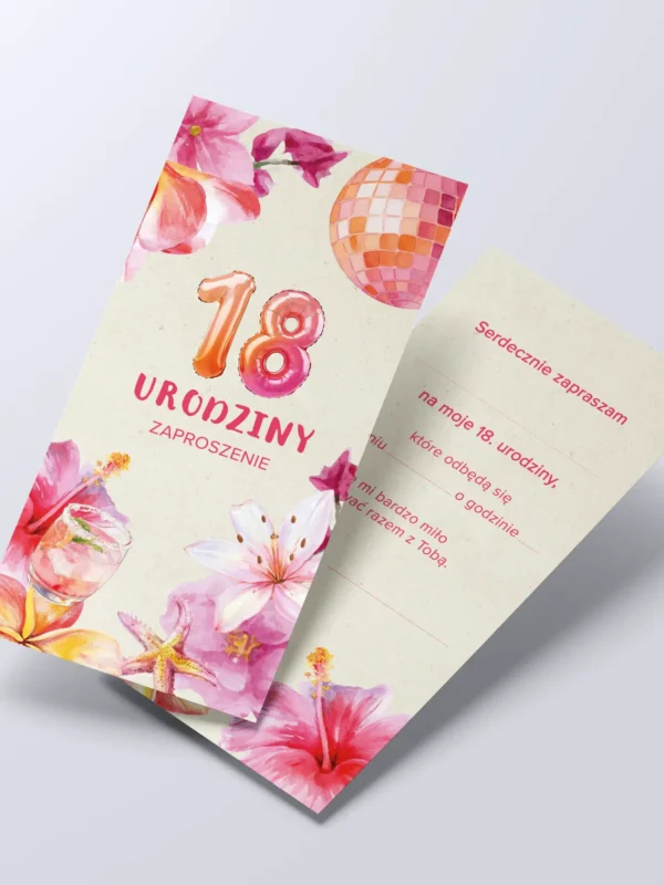 zaproszenia na 18 urodziny - kwiaty, zara larsson