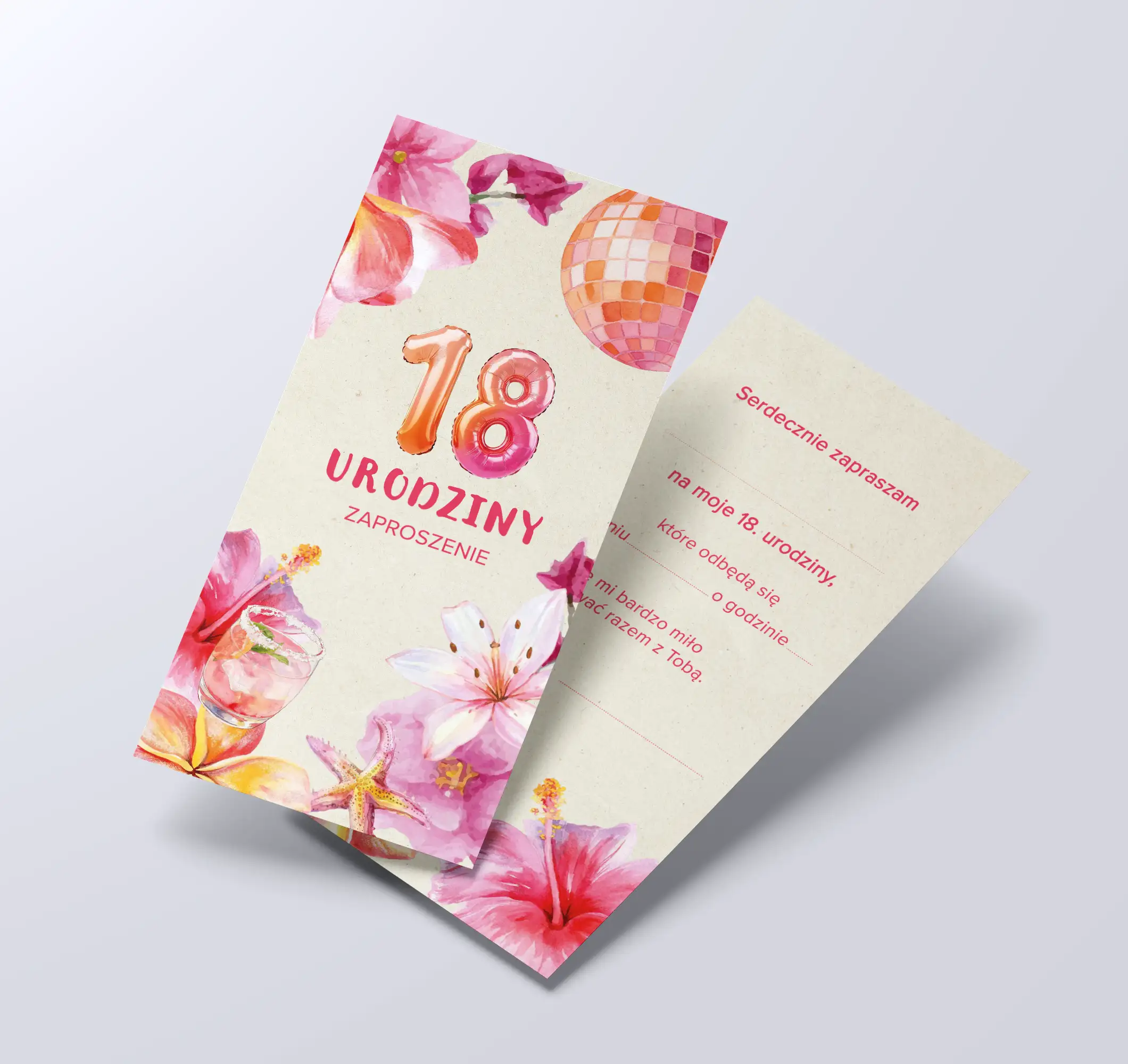 zaproszenia na 18 urodziny - kwiaty, zara larsson