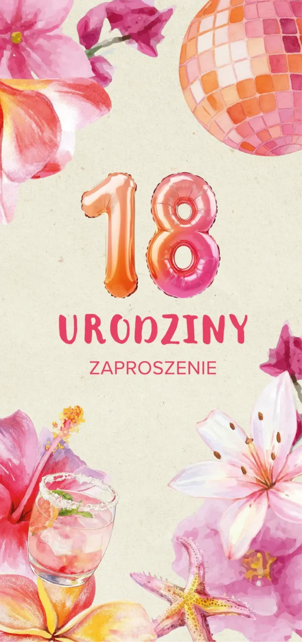 zaproszenia na 18 kwiaty, summer bloom