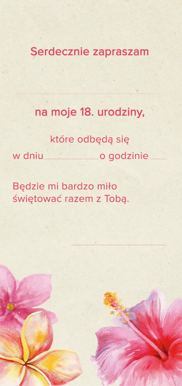 Zaproszenia na 18 urodziny - Sunset bloom