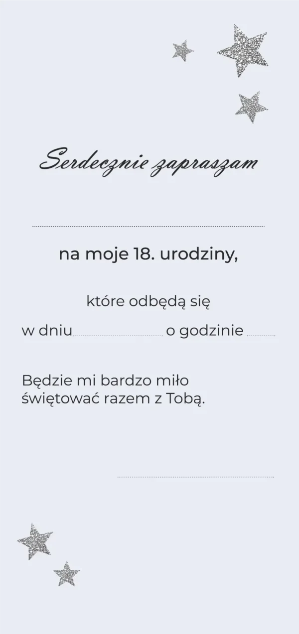 Zaproszenia na 18 urodziny - Stardust