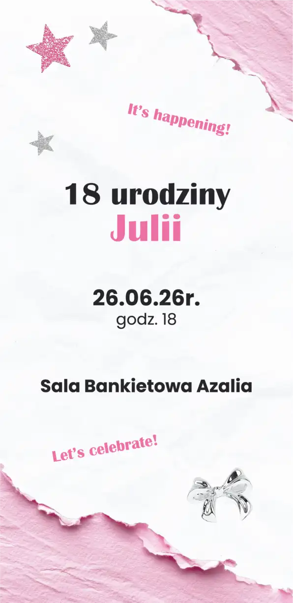 zaproszenia personalizowane na 18 dla dziewczyny